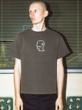 Brain Dead Heavyweight 3D Embroidery Logohead Tee in Brown Size Large